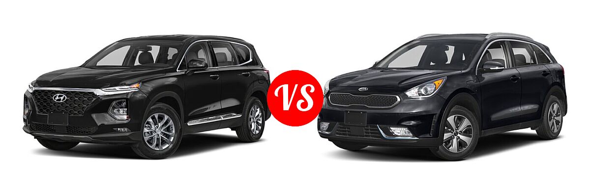 2019 Hyundai Santa Fe SUV SE / SEL / SEL Plus vs. 2019 Kia Niro Plug-In Hybrid SUV PHEV EX / LX - Front Left Comparison