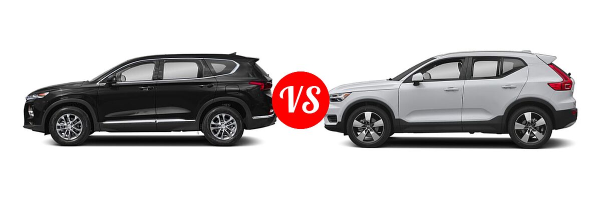 2019 Hyundai Santa Fe SUV SE / SEL / SEL Plus vs. 2019 Volvo XC40 SUV Momentum / R-Design - Side Comparison