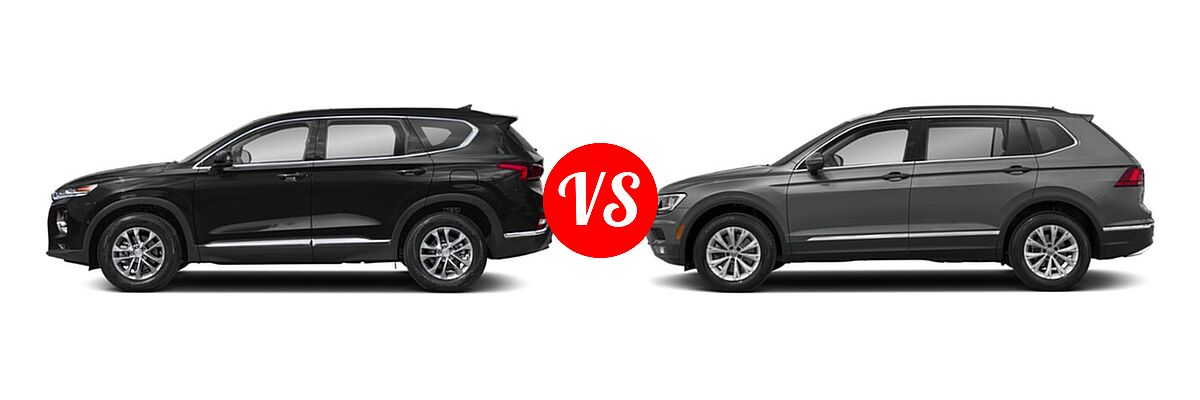 2019 Hyundai Santa Fe SUV SE / SEL / SEL Plus vs. 2019 Volkswagen Tiguan SUV S / SE / SEL / SEL Premium - Side Comparison