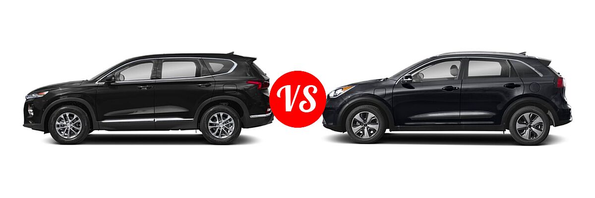 2019 Hyundai Santa Fe SUV SE / SEL / SEL Plus vs. 2019 Kia Niro Plug-In Hybrid SUV PHEV EX / LX - Side Comparison