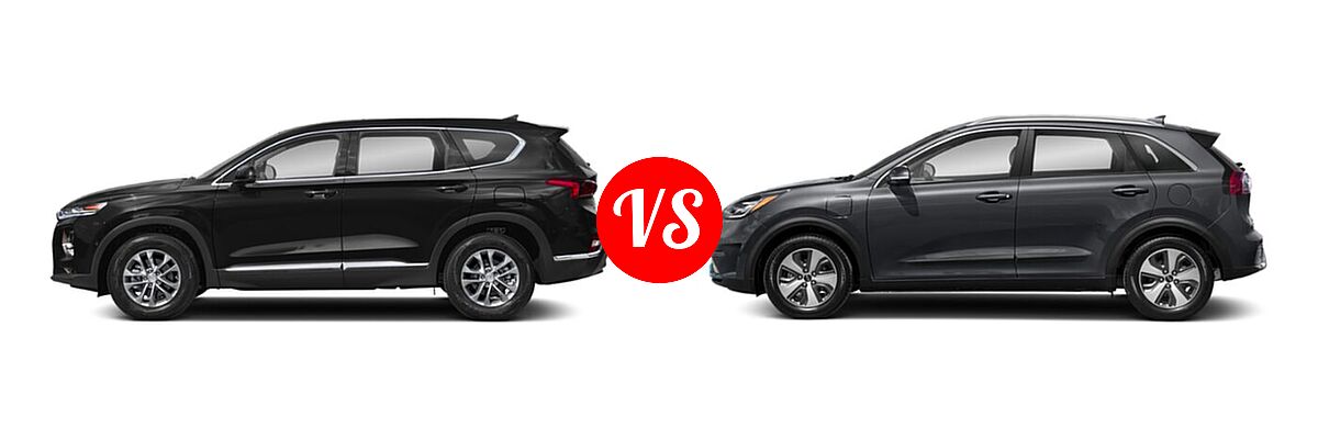 2019 Hyundai Santa Fe SUV SE / SEL / SEL Plus vs. 2019 Kia Niro Plug-In Hybrid SUV PHEV EX Premium - Side Comparison