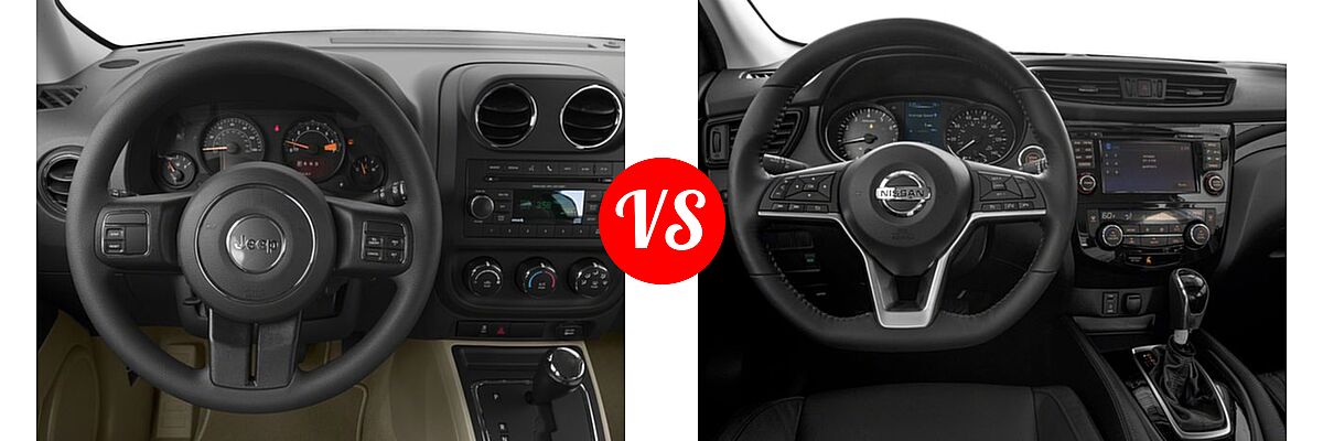 2017 Jeep Patriot SUV 75th Anniversary Edition / Sport / Sport SE vs. 2017 Nissan Rogue Sport SUV SL - Dashboard Comparison