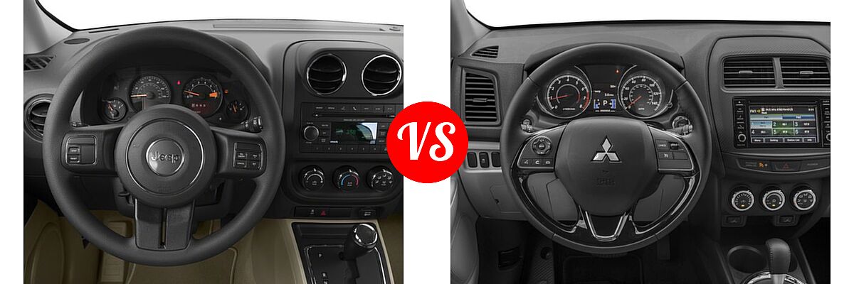 2017 Jeep Patriot SUV 75th Anniversary Edition / Sport / Sport SE vs. 2017 Mitsubishi Outlander Sport SUV ES 2.0 / LE 2.0 / SE 2.4 - Dashboard Comparison