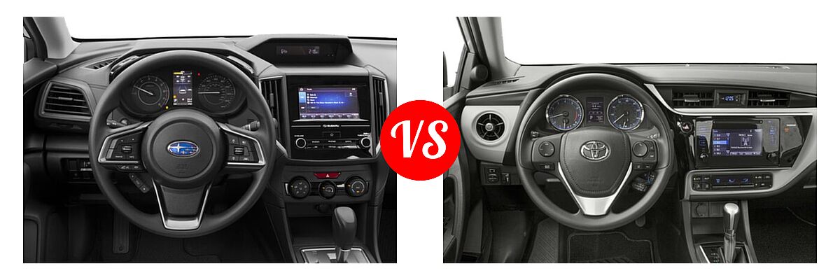 2019 Subaru Impreza Sedan 2.0i 4-door CVT / 2.0i 4-door Manual / Premium vs. 2019 Toyota Corolla Sedan SE / XSE - Dashboard Comparison