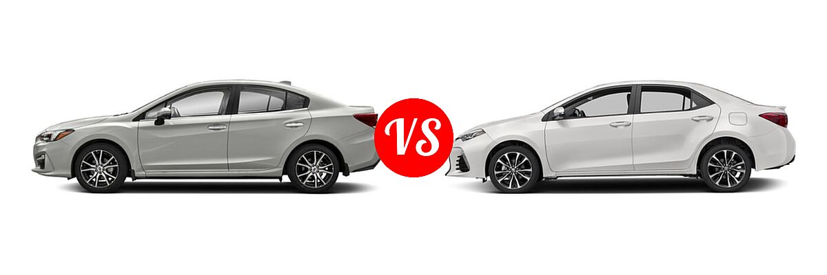 2019 Subaru Impreza Sedan Limited vs. 2019 Toyota Corolla Sedan L / LE / LE Eco / LE Eco w/Premium Package / XLE - Side Comparison