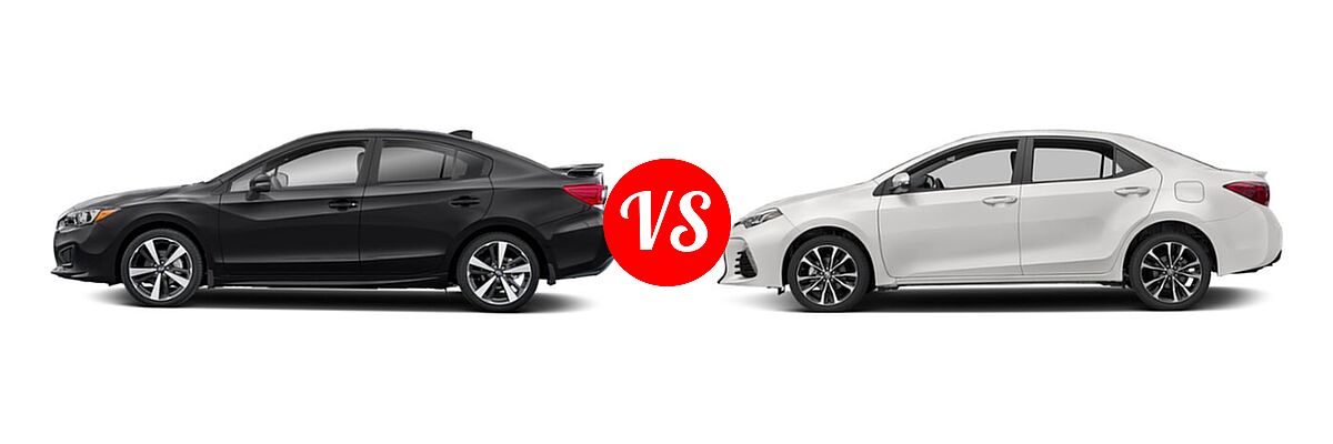 2019 Subaru Impreza Sedan Sport vs. 2019 Toyota Corolla Sedan L / LE / LE Eco / LE Eco w/Premium Package / XLE - Side Comparison