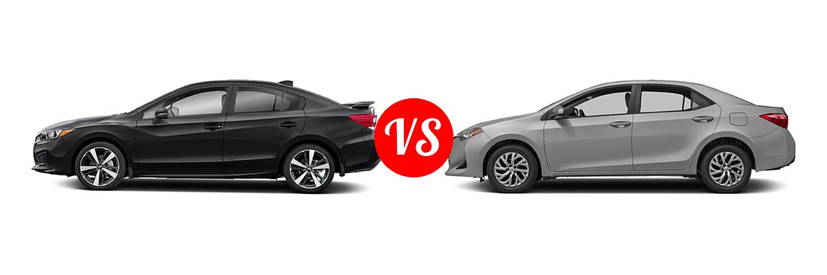 2019 Subaru Impreza Sedan Sport vs. 2019 Toyota Corolla Sedan SE / XSE - Side Comparison