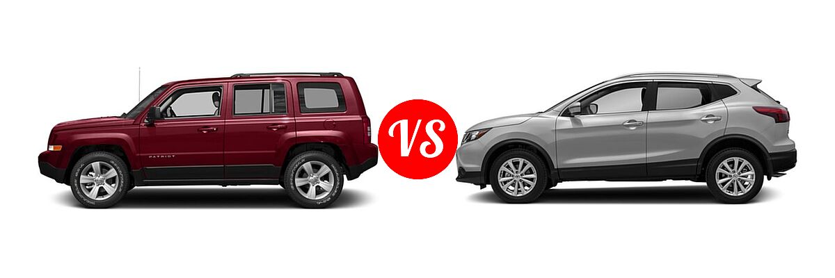2017 Jeep Patriot SUV 75th Anniversary Edition / Sport / Sport SE vs. 2017 Nissan Rogue Sport SUV S / SV - Side Comparison