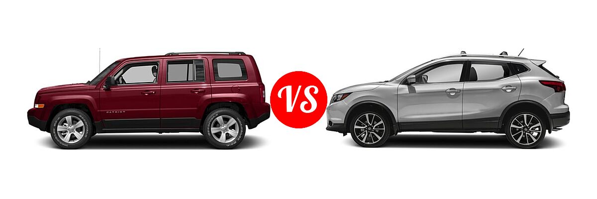2017 Jeep Patriot SUV 75th Anniversary Edition / Sport / Sport SE vs. 2017 Nissan Rogue Sport SUV SL - Side Comparison