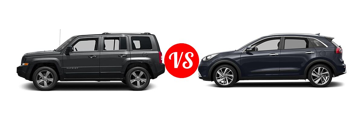 2017 Jeep Patriot SUV High Altitude / Latitude vs. 2017 Kia Niro SUV EX / FE / LX / Touring - Side Comparison