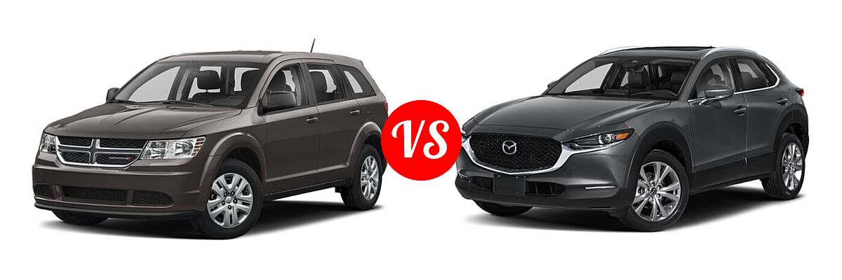 2020 Dodge Journey SUV SE Value vs. 2020 Mazda CX-30 SUV Premium Package - Front Left Comparison