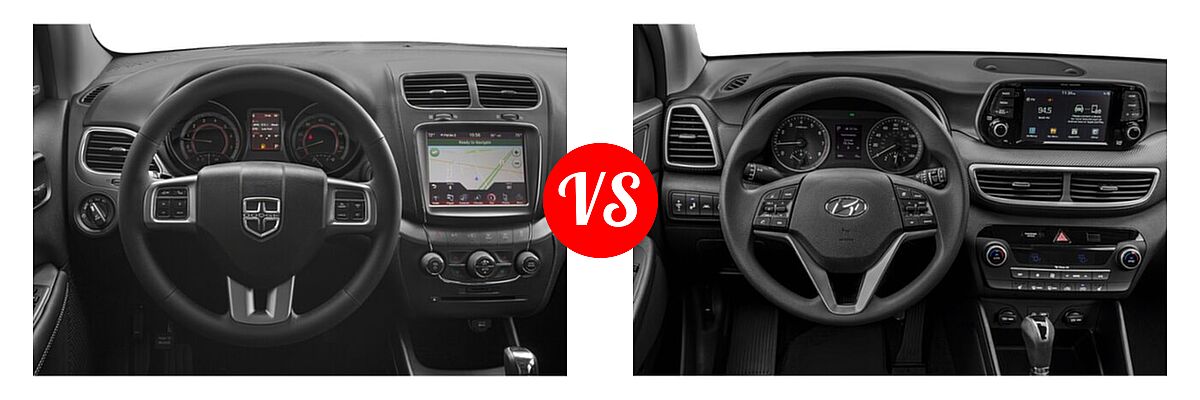 2020 Dodge Journey SUV SE Value vs. 2020 Hyundai Tucson SUV SEL - Dashboard Comparison
