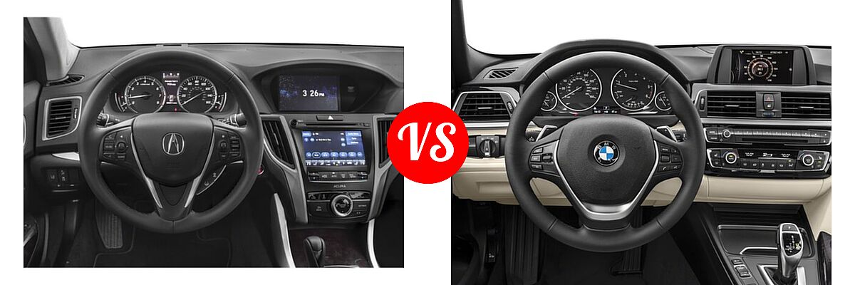2020 Acura TLX Sedan 2.4L FWD vs. 2018 BMW 3 Series Sedan Diesel 328d / 328d xDrive - Dashboard Comparison