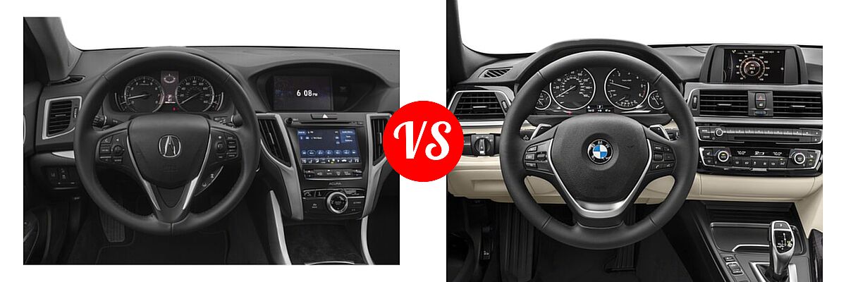 2020 Acura TLX Sedan 3.5L FWD vs. 2018 BMW 3 Series Sedan Diesel 328d / 328d xDrive - Dashboard Comparison