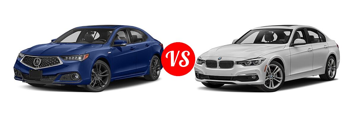2020 Acura TLX Sedan w/A-Spec Pkg vs. 2018 BMW 3 Series Sedan Diesel 328d / 328d xDrive - Front Left Comparison