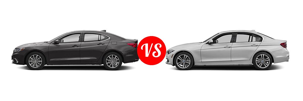 2020 Acura TLX Sedan 2.4L FWD vs. 2018 BMW 3 Series Sedan Diesel 328d / 328d xDrive - Side Comparison