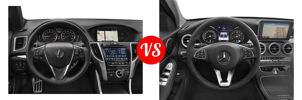 2020 Acura TLX Sedan w/A-Spec Pkg Red Leather vs. 2018 Mercedes-Benz C-Class Sedan C 300 - Dashboard Comparison