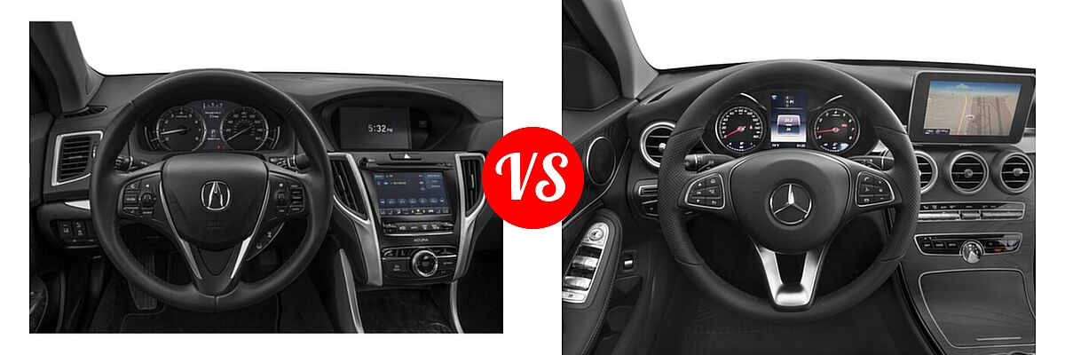 2020 Acura TLX Sedan 3.5L SH-AWD vs. 2018 Mercedes-Benz C-Class Sedan C 300 - Dashboard Comparison