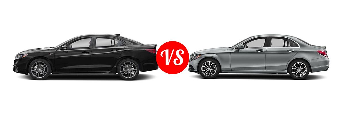 2020 Acura TLX Sedan w/A-Spec Pkg Red Leather vs. 2018 Mercedes-Benz C-Class Sedan C 300 - Side Comparison