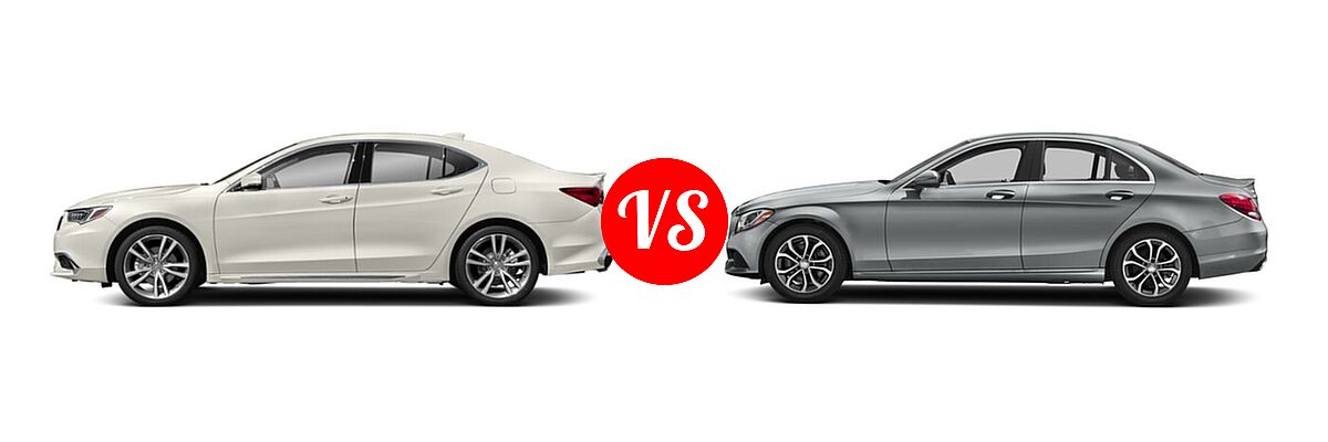 2020 Acura TLX Sedan w/Advance Pkg vs. 2018 Mercedes-Benz C-Class Sedan C 300 - Side Comparison