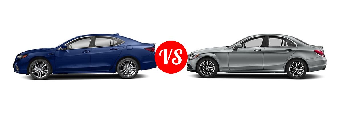 2020 Acura TLX Sedan w/A-Spec Pkg vs. 2018 Mercedes-Benz C-Class Sedan C 300 - Side Comparison