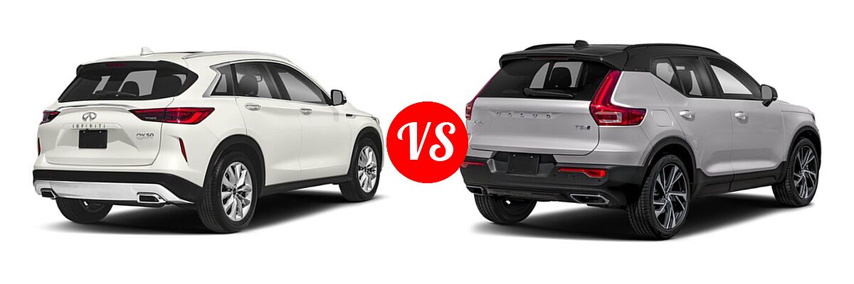 2020 Infiniti QX50 SUV AUTOGRAPH / ESSENTIAL / LUXE / PURE / SENSORY vs. 2019 Volvo XC40 SUV R-Design - Rear Right Comparison