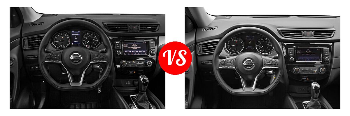 2020 Nissan Rogue Sport SUV S / SV vs. 2020 Nissan Rogue SUV S / SV - Dashboard Comparison