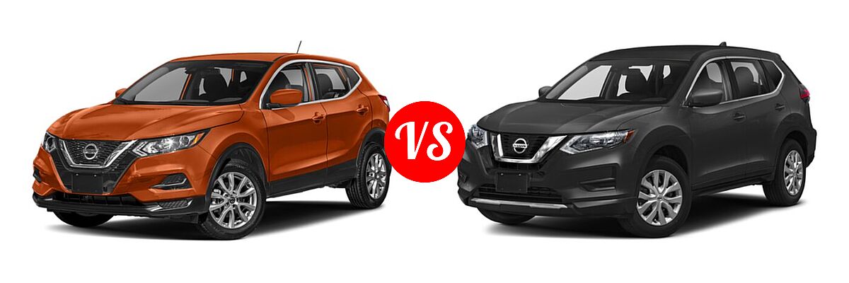2020 Nissan Rogue Sport SUV S / SV vs. 2020 Nissan Rogue SUV S / SV - Front Left Comparison