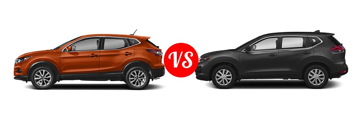 2020 Nissan Rogue Sport SUV S / SV vs. 2020 Nissan Rogue SUV S / SV - Side Comparison