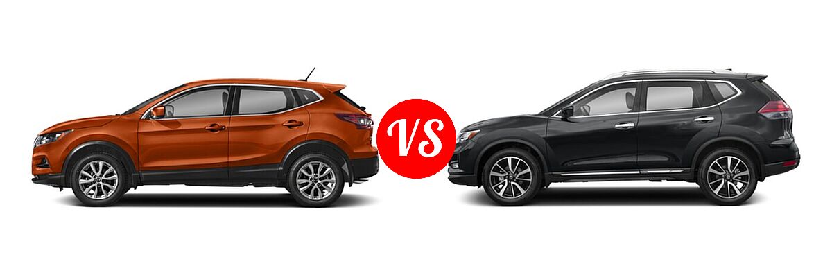 2020 Nissan Rogue Sport SUV S / SV vs. 2020 Nissan Rogue SUV SL - Side Comparison
