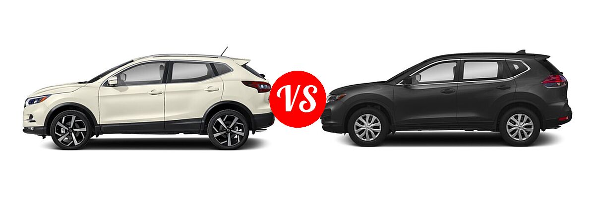 2020 Nissan Rogue Sport SUV SL vs. 2020 Nissan Rogue SUV S / SV - Side Comparison