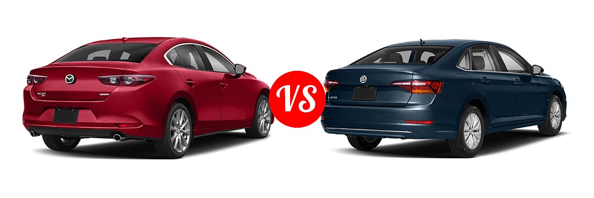 2020 Mazda 3 Sedan w/Preferred Pkg vs. 2020 Volkswagen Jetta Sedan S / SE / SEL / SEL Premium - Rear Right Comparison