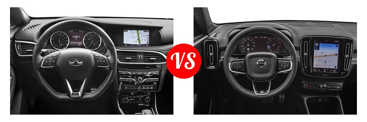 2019 Infiniti QX30 SUV SPORT vs. 2019 Volvo XC40 SUV R-Design - Dashboard Comparison