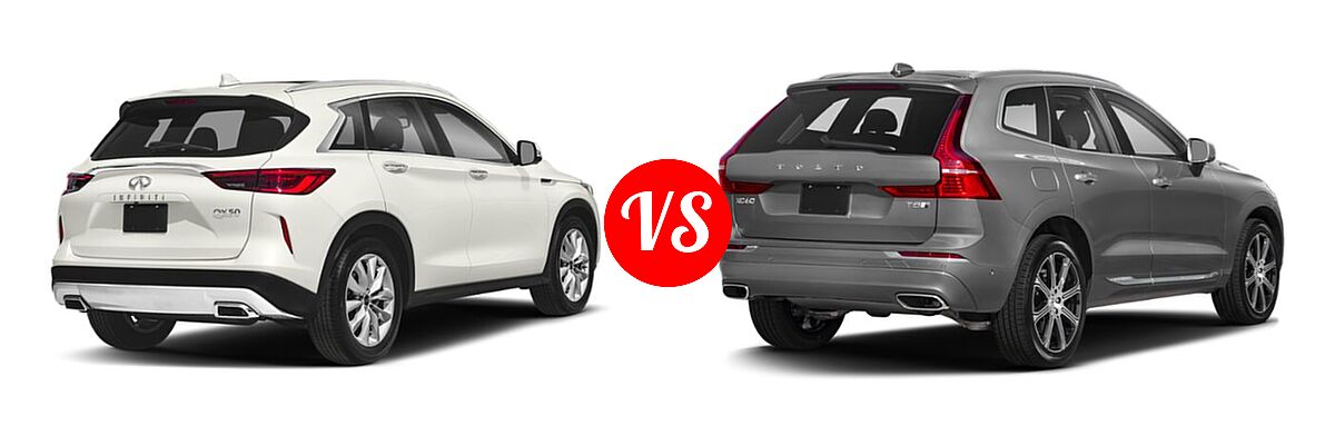 2019 Infiniti QX50 SUV ESSENTIAL / LUXE / PURE vs. 2019 Volvo XC60 SUV PHEV Inscription / Momentum / R-Design - Rear Right Comparison