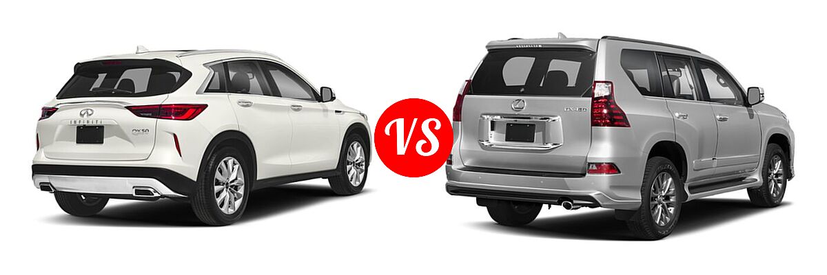 2019 Infiniti QX50 SUV ESSENTIAL / LUXE / PURE vs. 2019 Lexus GX 460 SUV GX 460 / GX 460 Luxury - Rear Right Comparison