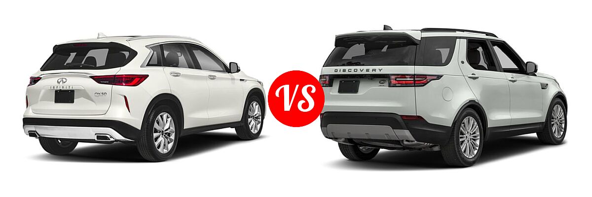 2019 Infiniti QX50 SUV ESSENTIAL / LUXE / PURE vs. 2019 Land Rover Discovery SUV HSE / HSE Luxury / SE - Rear Right Comparison