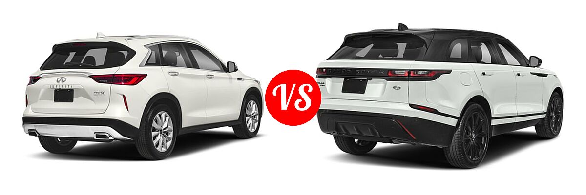 2019 Infiniti QX50 SUV ESSENTIAL / LUXE / PURE vs. 2019 Land Rover Range Rover Velar SUV Diesel S - Rear Right Comparison