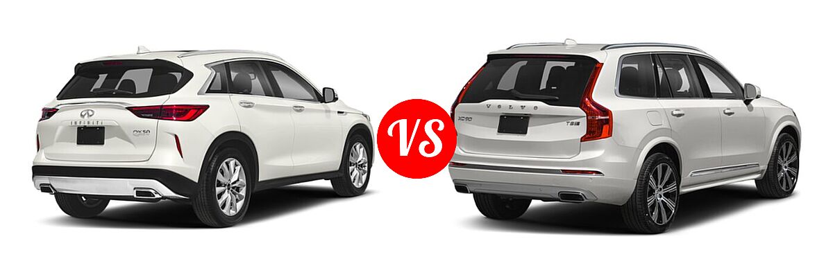 2019 Infiniti QX50 SUV ESSENTIAL / LUXE / PURE vs. 2021 Volvo XC90 SUV PHEV Inscription / Inscription Expression - Rear Right Comparison