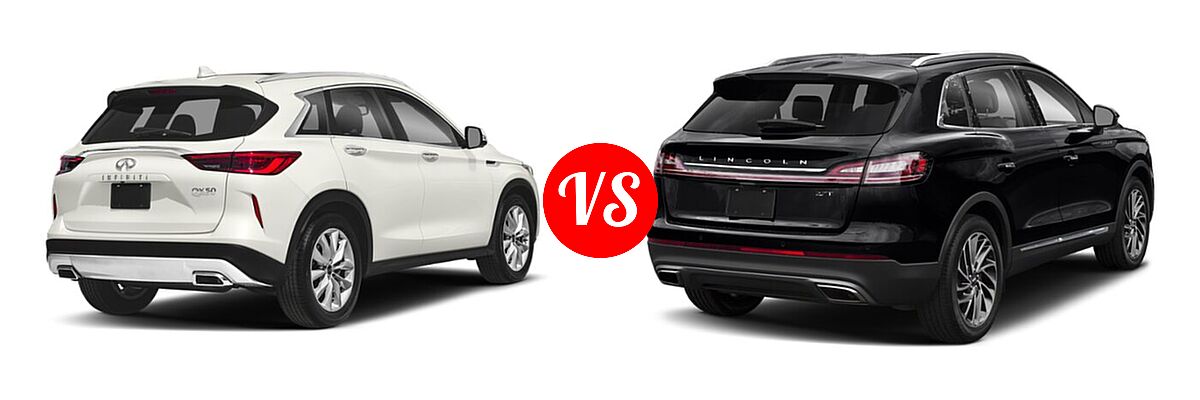 2019 Infiniti QX50 SUV ESSENTIAL / LUXE / PURE vs. 2020 Lincoln Nautilus SUV Reserve / Standard - Rear Right Comparison