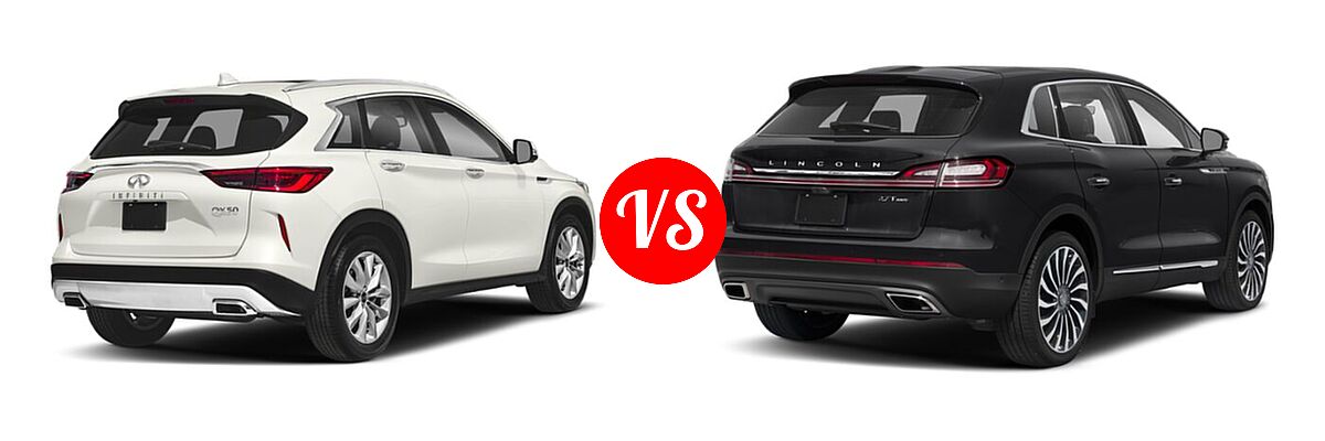 2019 Infiniti QX50 SUV ESSENTIAL / LUXE / PURE vs. 2020 Lincoln Nautilus SUV Black Label - Rear Right Comparison