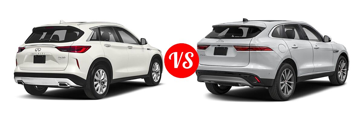 2019 Infiniti QX50 SUV ESSENTIAL / LUXE / PURE vs. 2021 Jaguar F-PACE SUV P250 AWD / R-Dynamic S / S - Rear Right Comparison