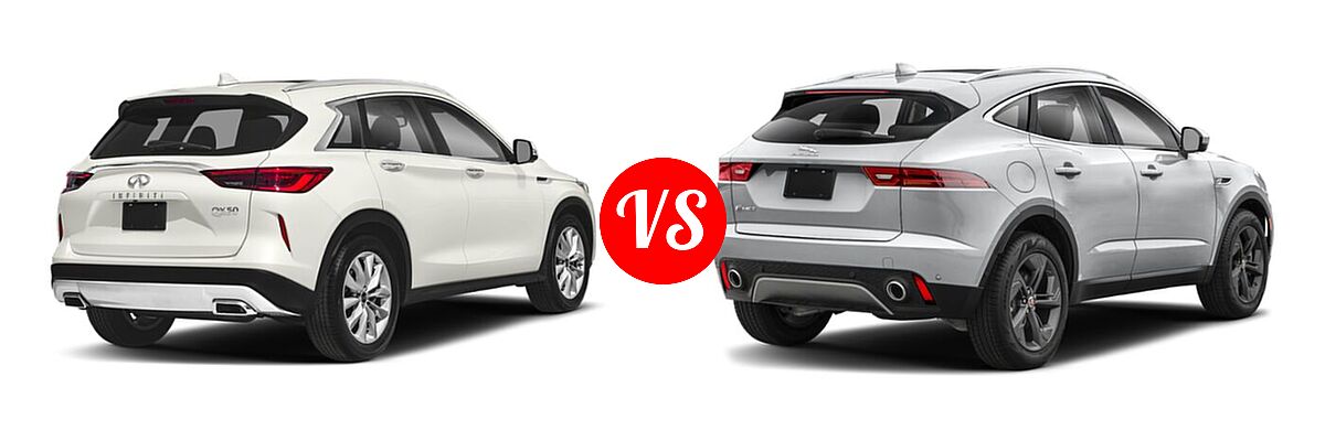 2019 Infiniti QX50 SUV ESSENTIAL / LUXE / PURE vs. 2022 Jaguar E-PACE SUV 300 Sport / P250 AWD / SE - Rear Right Comparison