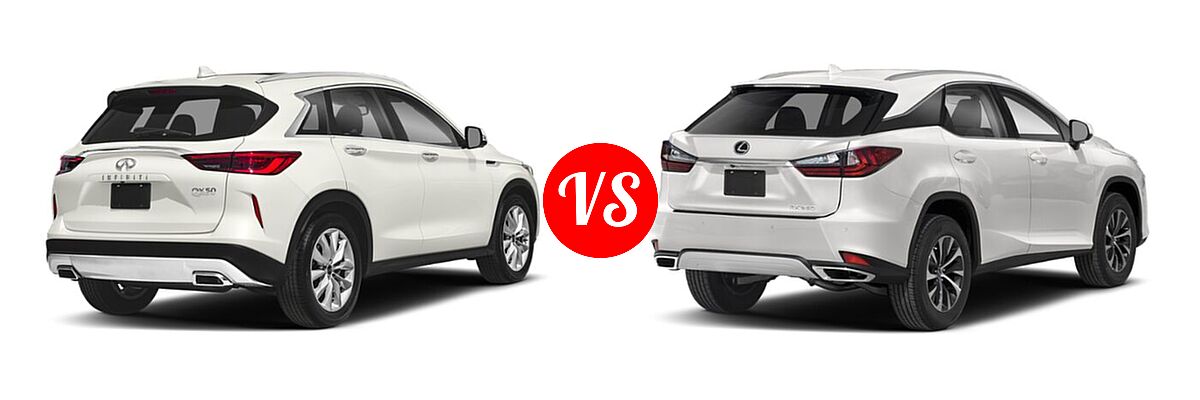2019 Infiniti QX50 SUV ESSENTIAL / LUXE / PURE vs. 2022 Lexus RX 350 SUV RX 350 - Rear Right Comparison