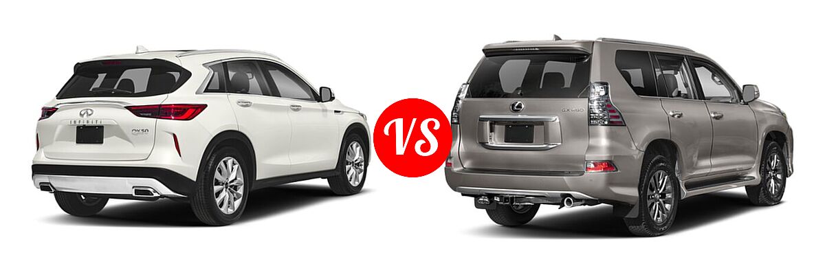 2019 Infiniti QX50 SUV ESSENTIAL / LUXE / PURE vs. 2022 Lexus GX 460 SUV GX 460 / GX 460 Luxury / GX 460 Premium - Rear Right Comparison