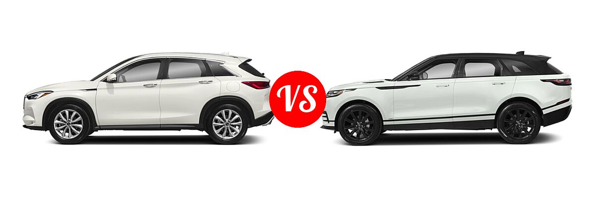 2019 Infiniti QX50 SUV ESSENTIAL / LUXE / PURE vs. 2019 Land Rover Range Rover Velar SUV Diesel R-Dynamic SE - Side Comparison