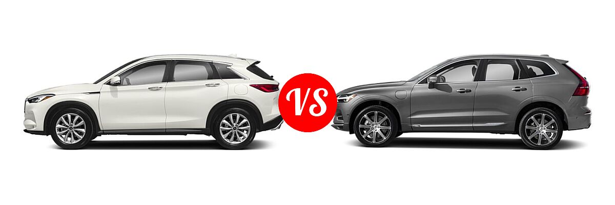 2019 Infiniti QX50 SUV ESSENTIAL / LUXE / PURE vs. 2019 Volvo XC60 SUV PHEV Inscription / Momentum / R-Design - Side Comparison