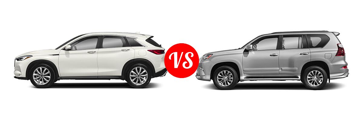2019 Infiniti QX50 SUV ESSENTIAL / LUXE / PURE vs. 2019 Lexus GX 460 SUV GX 460 / GX 460 Luxury - Side Comparison