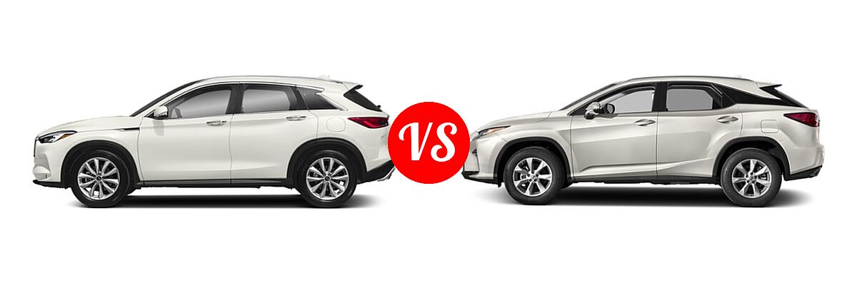 2019 Infiniti QX50 SUV ESSENTIAL / LUXE / PURE vs. 2019 Lexus RX 350 SUV RX 350 F SPORT - Side Comparison