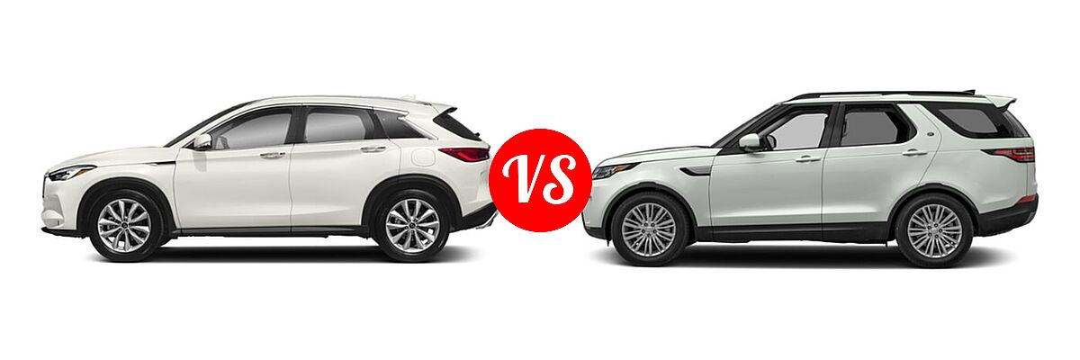 2019 Infiniti QX50 SUV ESSENTIAL / LUXE / PURE vs. 2019 Land Rover Discovery SUV HSE / HSE Luxury / SE - Side Comparison