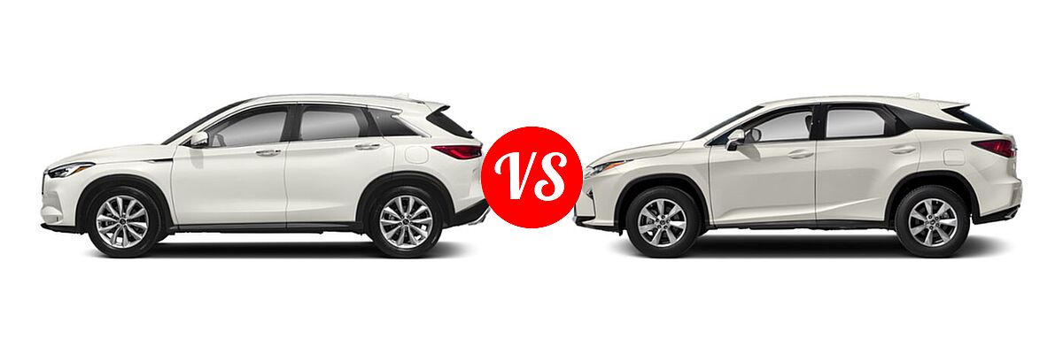 2019 Infiniti QX50 SUV ESSENTIAL / LUXE / PURE vs. 2019 Lexus RX 350 SUV RX 350 - Side Comparison